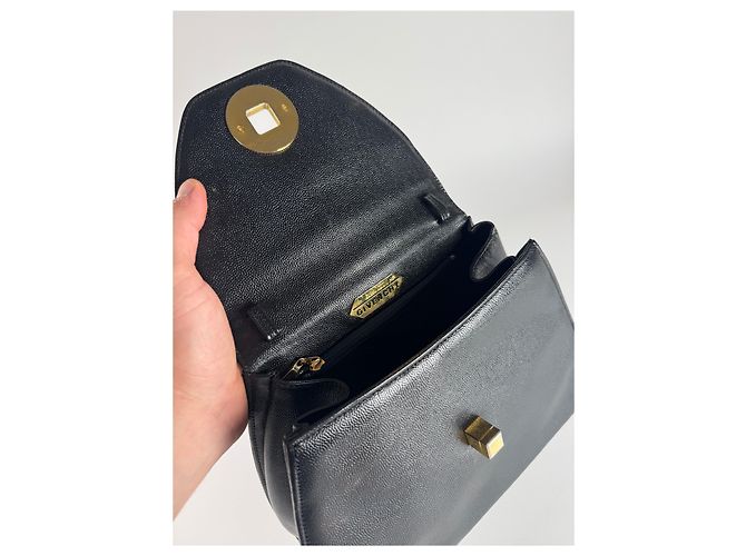 Vintage Givenchy Schlangenprägung Lederhandtasche Schwarz - Ansicht 12