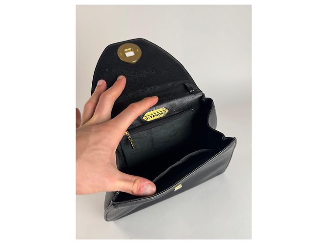 Vintage Givenchy Schlangenprägung Lederhandtasche Schwarz - Ansicht 3