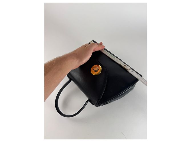 Vintage Givenchy Schlangenprägung Lederhandtasche Schwarz - Ansicht 9
