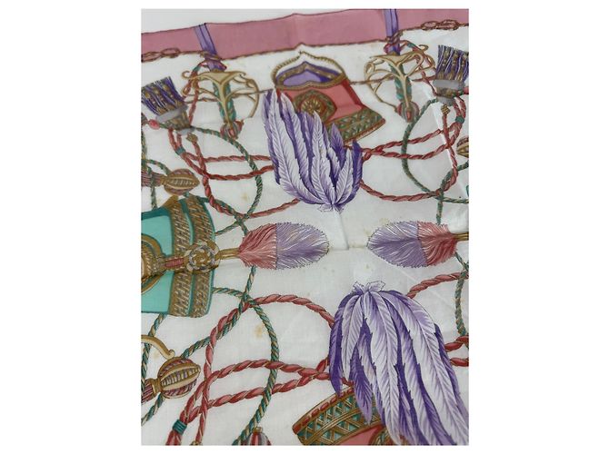 Céline Sciarpa Vintage Celine Grigio Bianco Rosa Multicolore - view 9