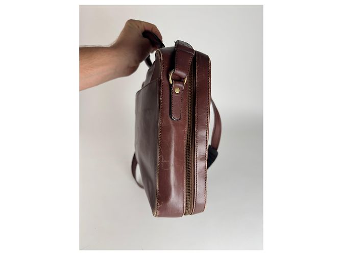 Triomphe Céline Vintage Celine Paris 2Way Leder Reisetasche Braun - Ansicht 10