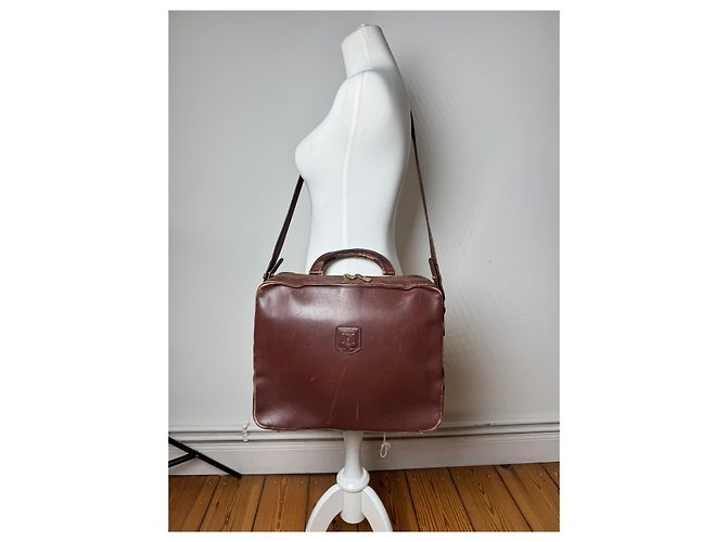 Triomphe Céline Vintage Celine Paris 2Way Leder Reisetasche Braun - Ansicht 5
