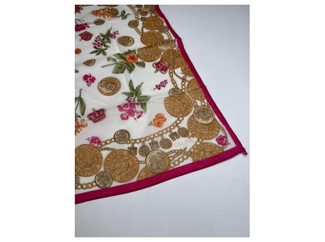 Céline Sciarpa Barocca Vintage Celine Oro Rosso Multicolore - vista 2