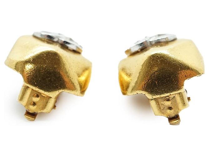 Chanel Orecchini a clip quadrati CC D'oro - vista 3