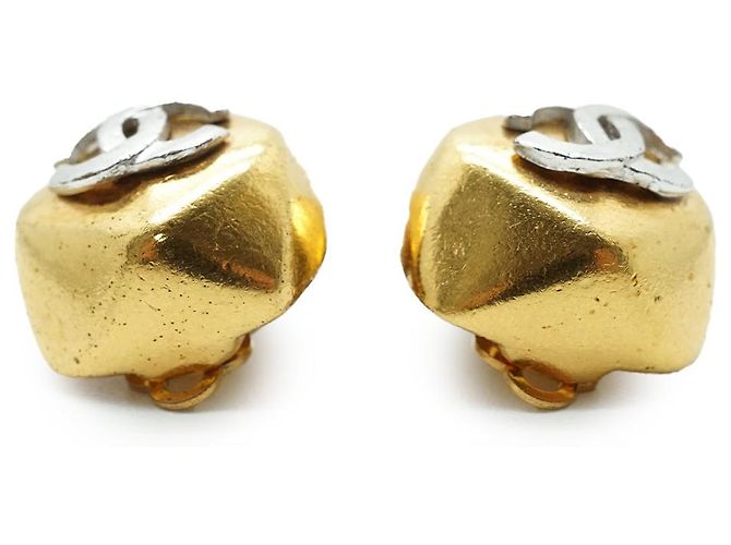 Chanel Orecchini a clip quadrati CC D'oro - vista 5