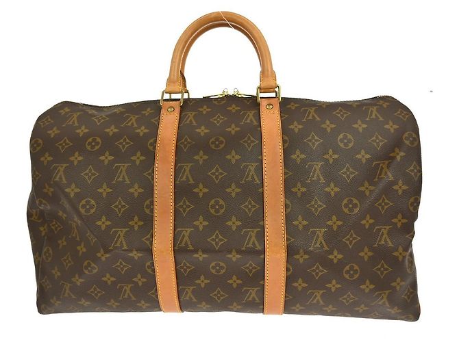 Borsa Keepall Louis Vuitton in tela Monogram 50 Marrone - vista 2