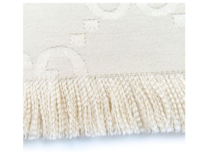 Coperta/Scialle in Jacquard di Lana e Seta Gucci Beige - vista 5