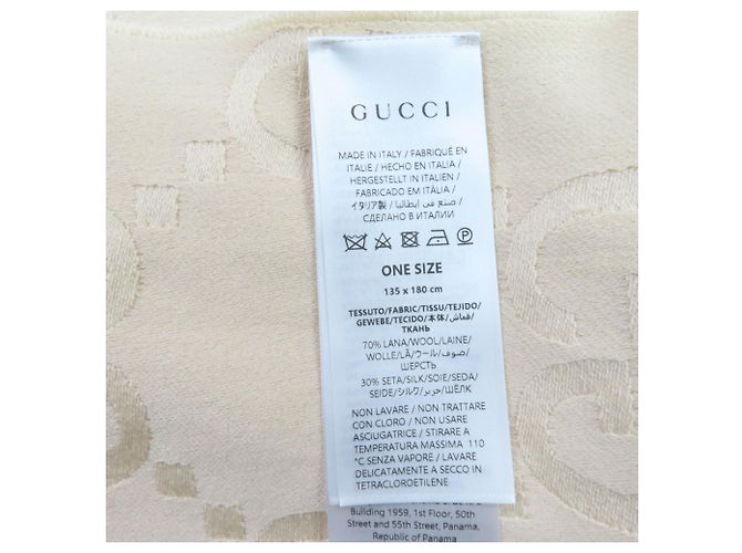 Coperta/Scialle in Jacquard di Lana e Seta Gucci Beige - vista 6