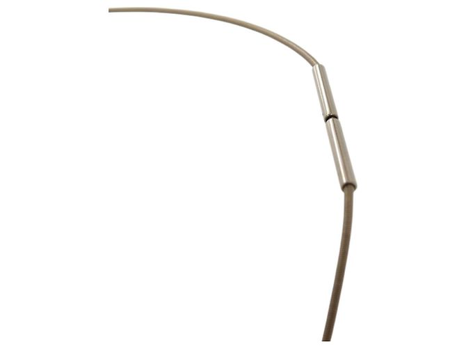Collier Hermès Carge d'Ache H Cube Métal Bleu Clair Argenté - vue 8