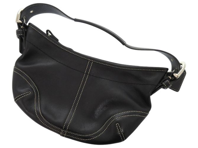 Borsa Mini a Spalla Singola Coach Nero Bianco - vista 3