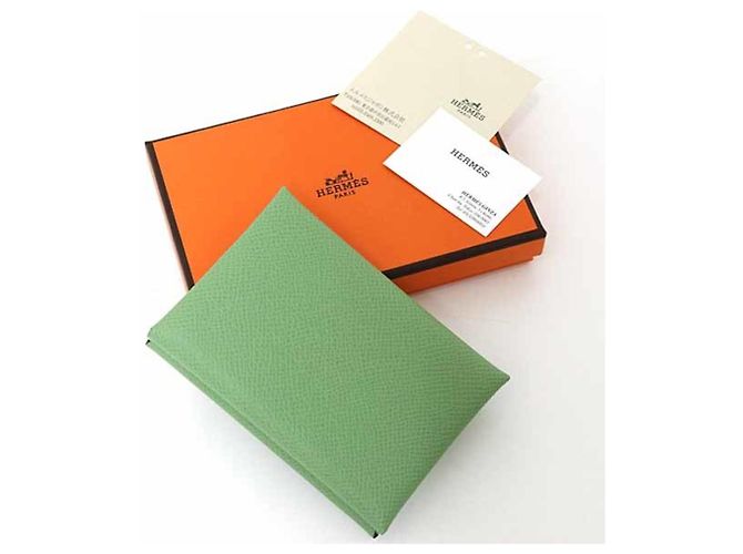 Monedero de cuero Epsom verde Hermès - vista 2