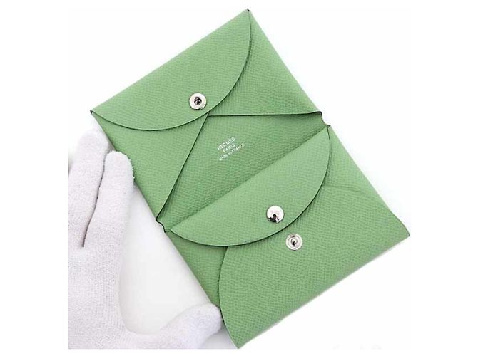 Monedero de cuero Epsom verde Hermès - vista 3