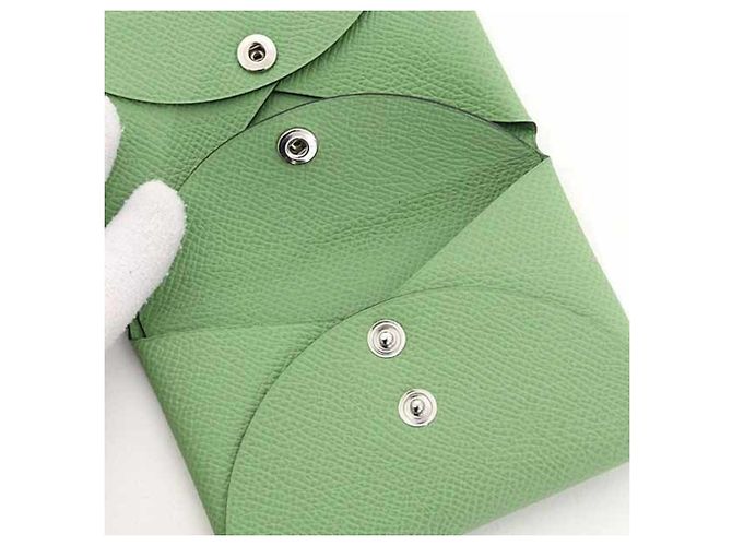 Monedero de cuero Epsom verde Hermès - vista 4