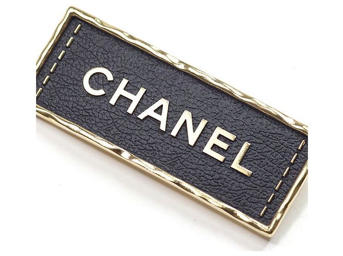 Spilla in pelle e metallo nero e oro Chanel D'oro - vista 4