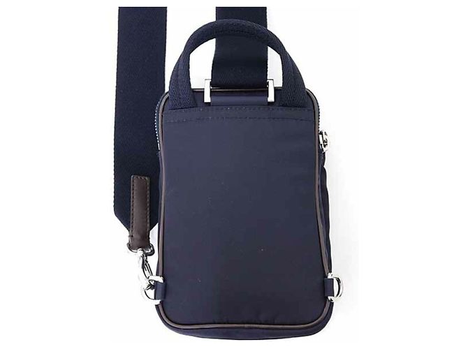 Custodia per smartphone/Borsa a spalla Prada Re-Nylon x Pelle Marrone scuro Blu navy - vista 3