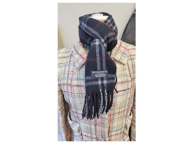 Sciarpa Burberry in cashmere a quadri tartan blu marino Blu navy - vista 2