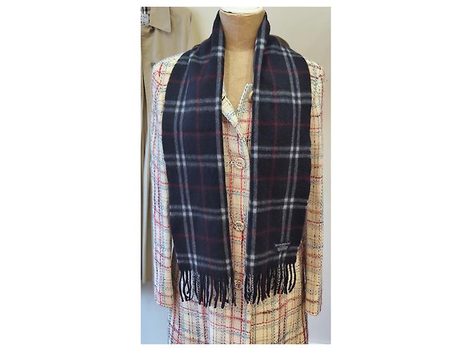 Sciarpa Burberry in cashmere a quadri tartan blu marino Blu navy - vista 3