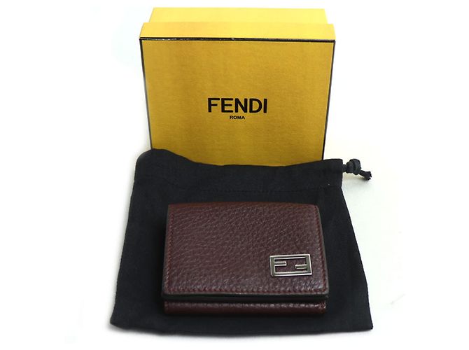 Billetera Fendi FF Compact Tri-Fold Burdeos - vista 8
