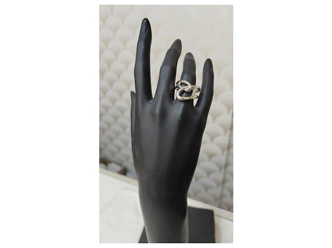 Anillo Hermès Punk Cadena de Ancla Plata - vista 2