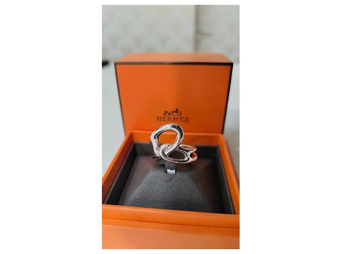 Anillo Hermès Punk Cadena de Ancla Plata - vista 3