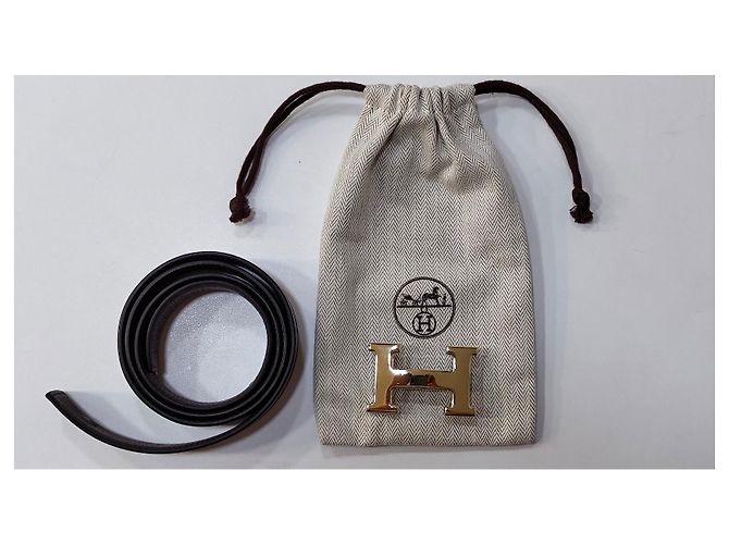 Hermès Constance Gürtel Goldene H-Schnalle Schwarzes Leder - Ansicht 3