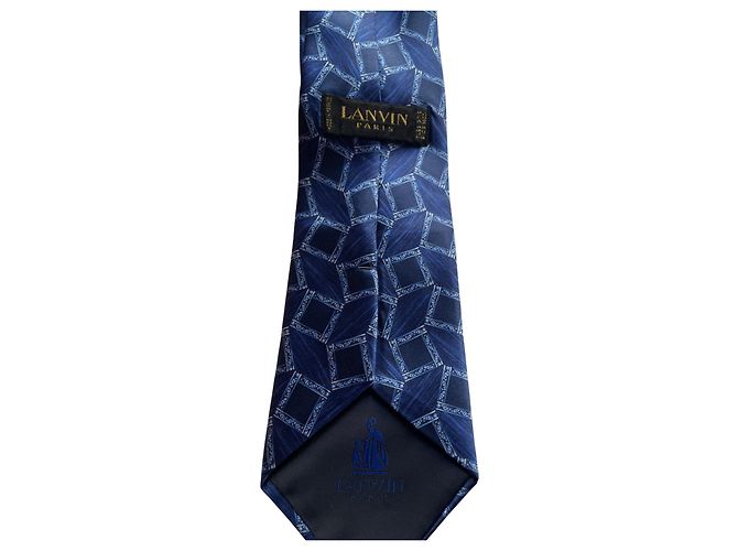 Lanvin Paris Tie – Night Blue Geometric Patterns Navy blue - view 4