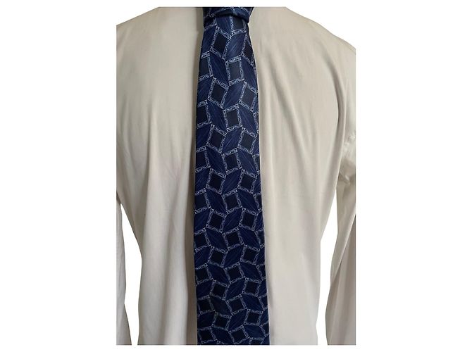 Lanvin Paris Tie – Night Blue Geometric Patterns Navy blue - view 5