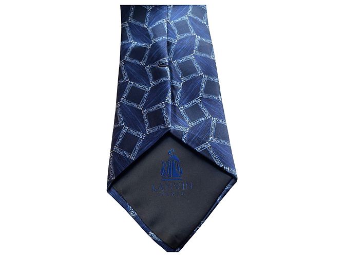 Lanvin Paris Tie – Night Blue Geometric Patterns Navy blue - view 7