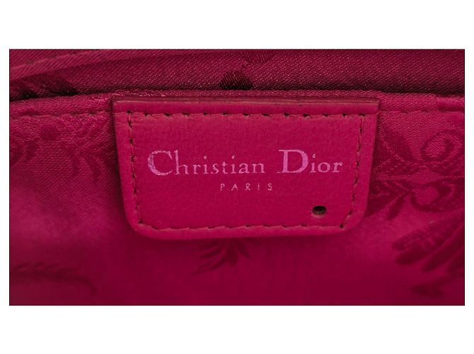 Dior Borsa Mini Lady Dior in Tweed Arancione e Seta Fucsia Fuschia - vista 10