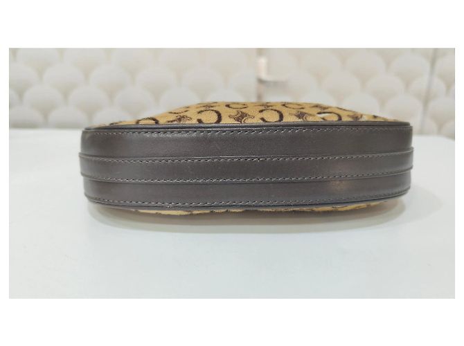 Céline Ava Borsa baguette Triomphe monogramma e pelle beige - vista 7