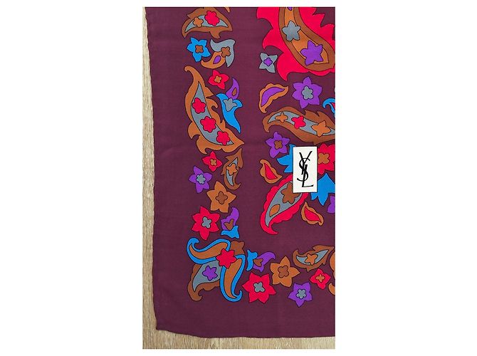 Foulard in seta Yves Saint Laurent Viola con fiori 90x90cm Porpora - vista 4