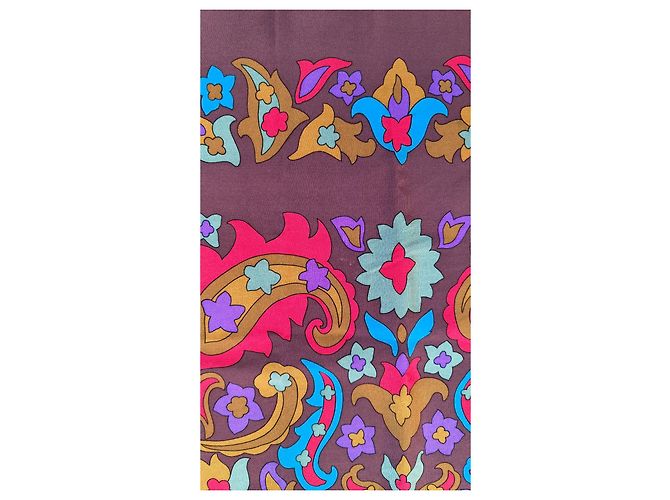 Foulard in seta Yves Saint Laurent Viola con fiori 90x90cm Porpora - vista 5