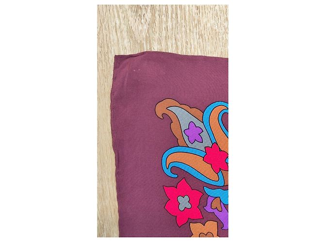 Foulard in seta Yves Saint Laurent Viola con fiori 90x90cm Porpora - vista 6