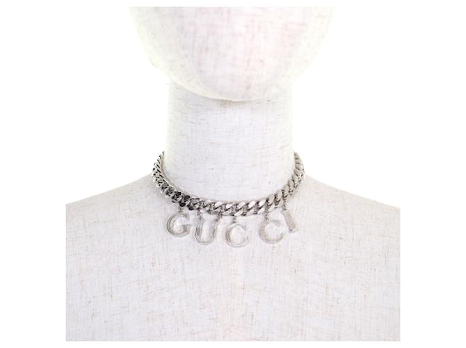 Collana Choker con Logo Script GUCCI 675769 Argento - vista 3