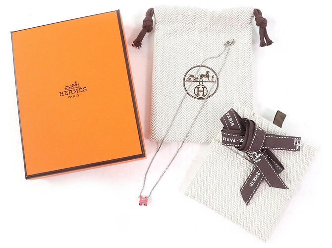 Colar Pendente Mini Pop H da Hermès Prata Rosa - vista 2