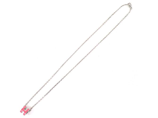 Colar Pendente Mini Pop H da Hermès Prata Rosa - vista 3