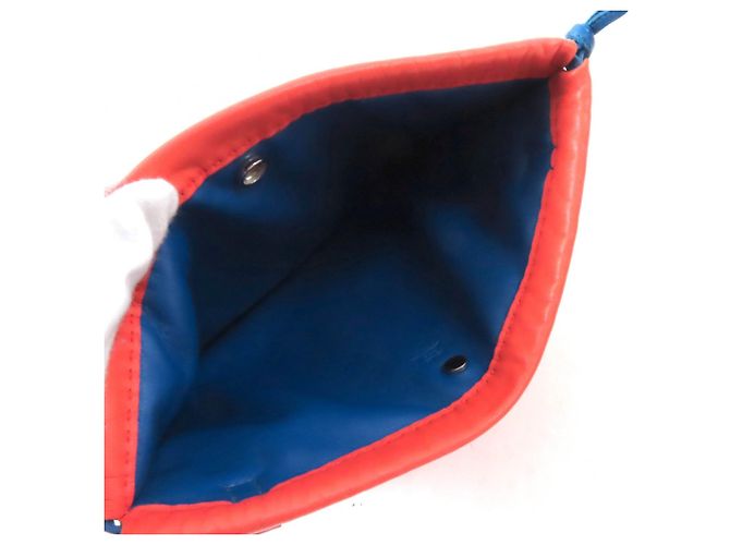 Pochette Cosmetica Hermès Anjou Milo Swift Blu Arancione - vista 5