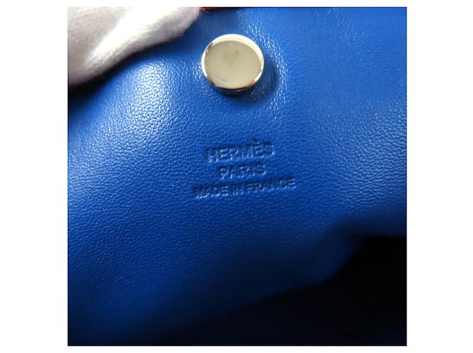 Pochette Cosmetica Hermès Anjou Milo Swift Blu Arancione - vista 8