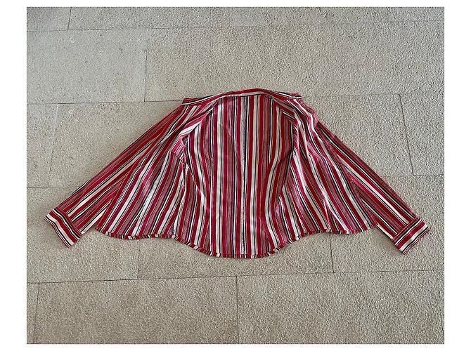 Sinéquanone Blusa a rayas Sinequanone con cuello Mao talla 38 Castaño Negro Roja Crema - vista 3