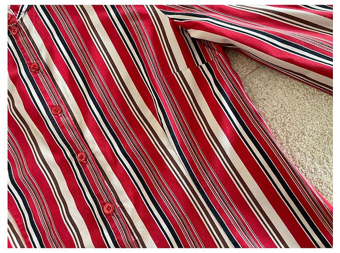 Sinéquanone Blusa a rayas Sinequanone con cuello Mao talla 38 Castaño Negro Roja Crema - vista 7