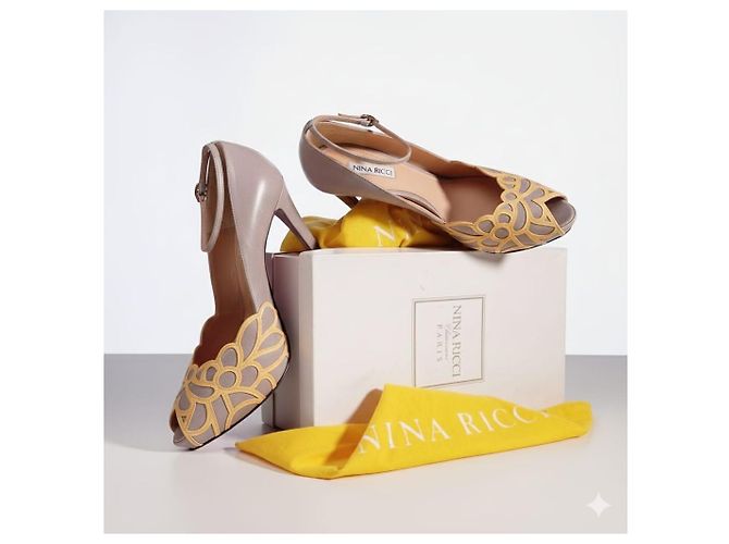 Nina Ricci Sposa Caviglia Intaglio Floreale Grigio Giallo - vista 2
