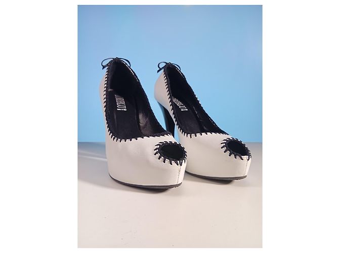 Décolleté con piattaforma Loriblu bianco e nero in pelle - vista 2