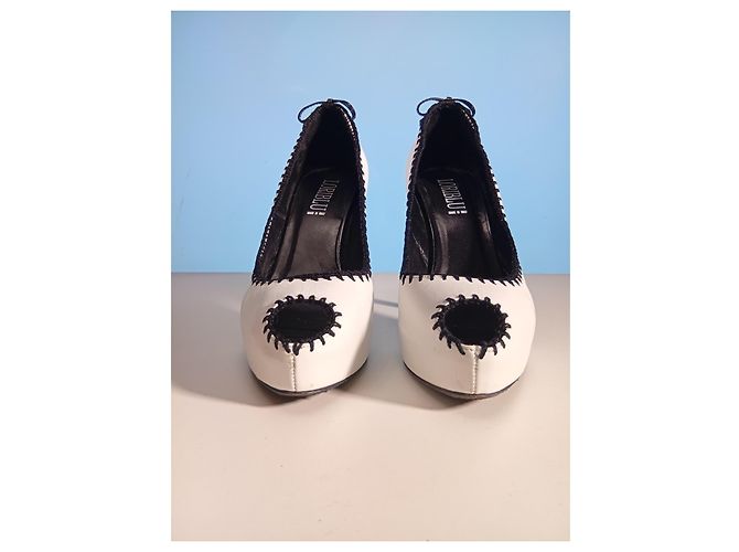 Décolleté con piattaforma Loriblu bianco e nero in pelle - vista 5