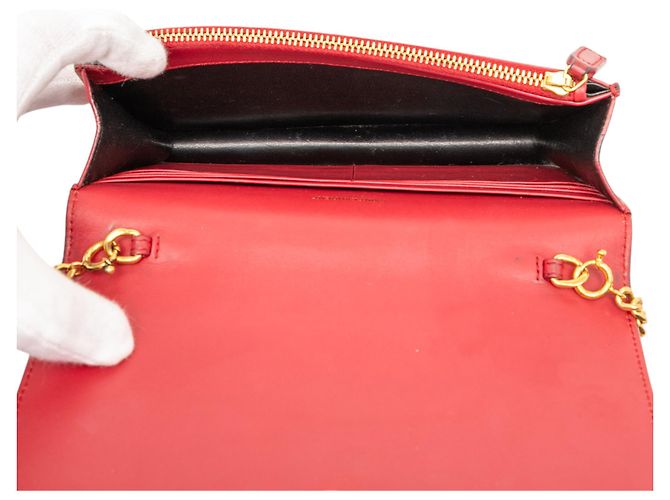 Cartera con cadena Monogram Kate en piel de ternera lisa roja de Saint Laurent con borlas - vista 4