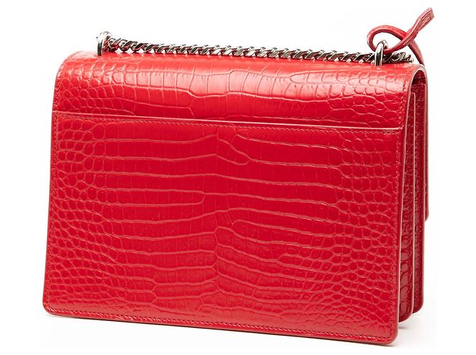 Borsa Sunset Monogram media in croco rosso di Saint Laurent - vista 2