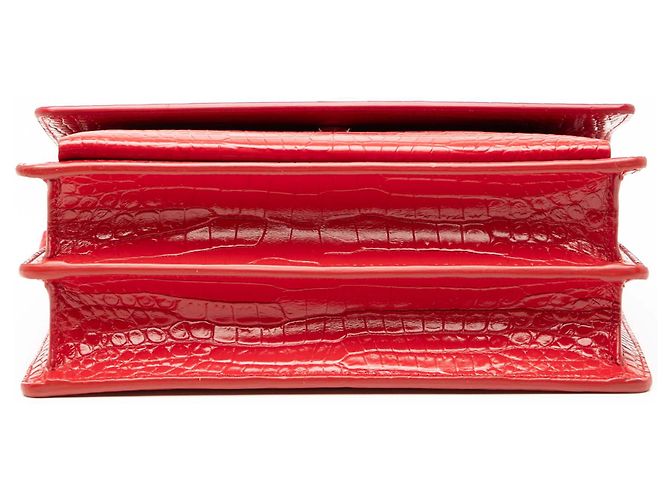 Borsa Sunset Monogram media in croco rosso di Saint Laurent - vista 3