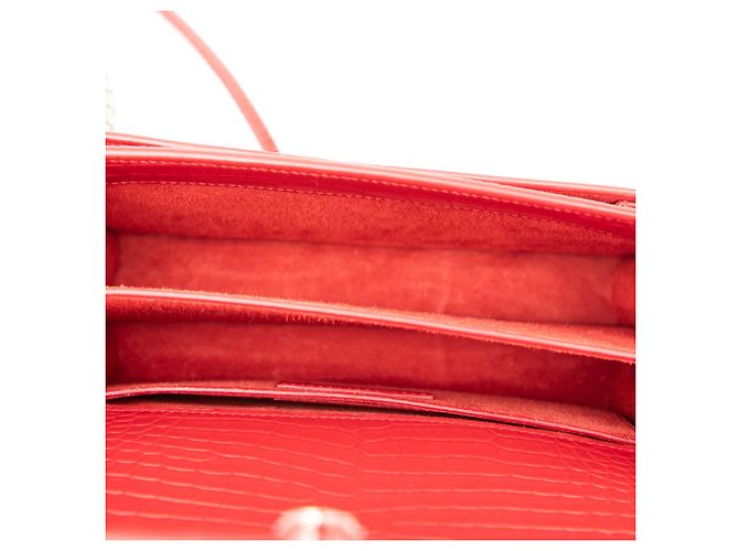 Borsa Sunset Monogram media in croco rosso di Saint Laurent - vista 4