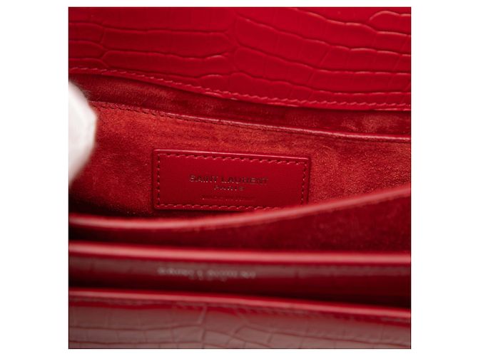 Borsa Sunset Monogram media in croco rosso di Saint Laurent - vista 5