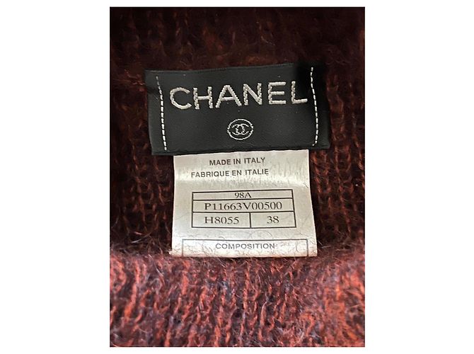 Pull Chanel col roulé oversized bordeaux mohair S - vista 10