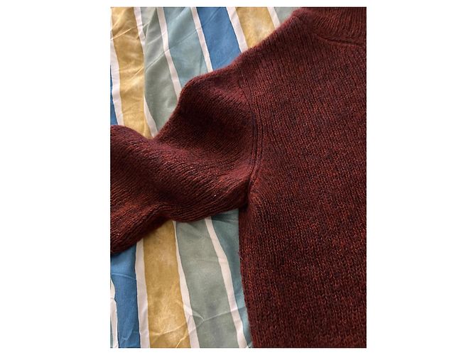Pull Chanel col roulé oversized bordeaux mohair S - vista 14